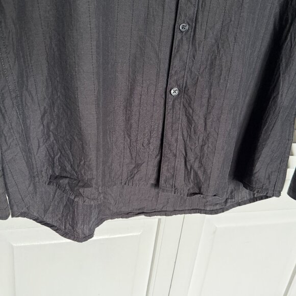 3/$20, Kenneth Cole Men Black Stripe Long Sleeves Shirt, 100% Cotton Size XL - Picture 5 of 12